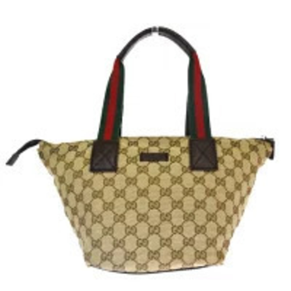 Gucci Sherry Handbag GG Brown Green Red Canvas Leather